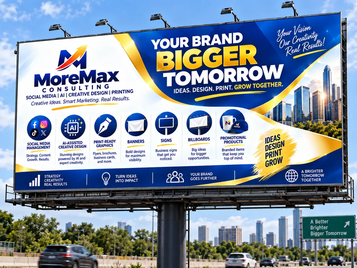 Illustrative large-format roadside billboard