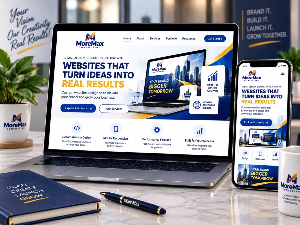 Illustrative business website presented on desktop and phone